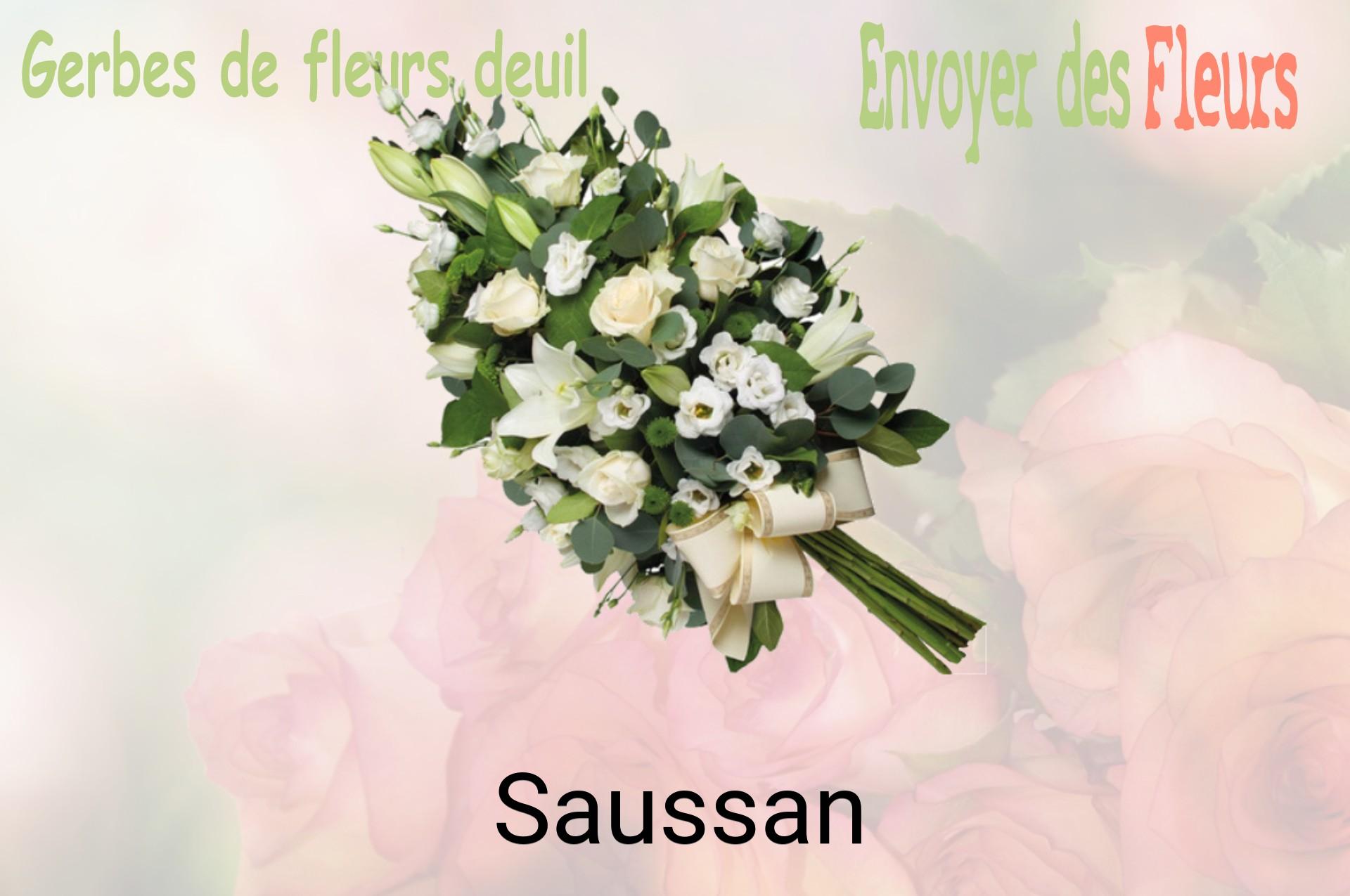 Gerbe de fleurs de deuil livrée à Saussan